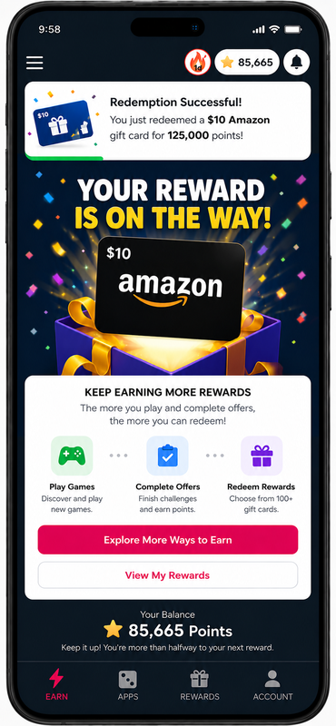 Playtime co-branded rewards app mockup showing a reward redemption moment